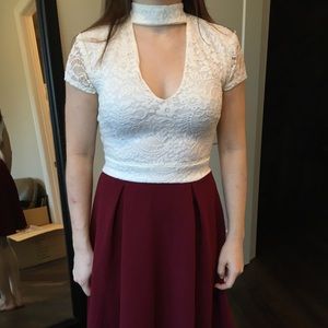 White and red A-line dress